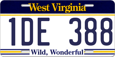WV license plate 1DE388