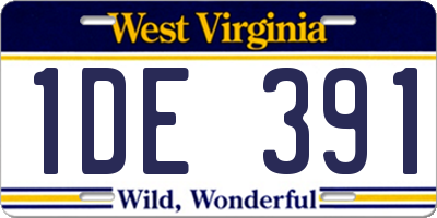 WV license plate 1DE391