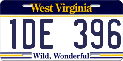 WV license plate 1DE396