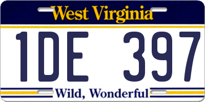 WV license plate 1DE397