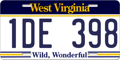WV license plate 1DE398