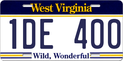 WV license plate 1DE400