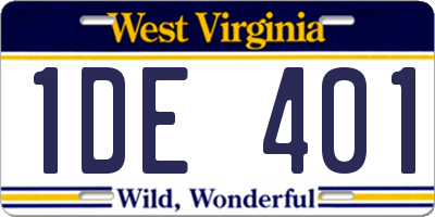 WV license plate 1DE401
