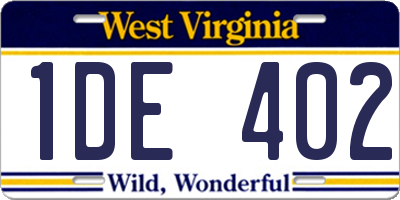 WV license plate 1DE402