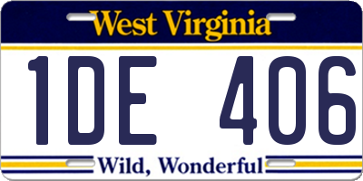 WV license plate 1DE406