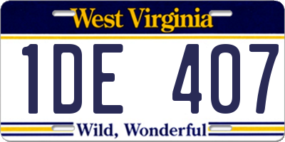 WV license plate 1DE407