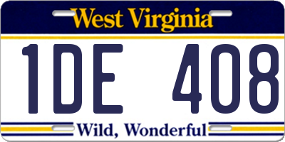 WV license plate 1DE408