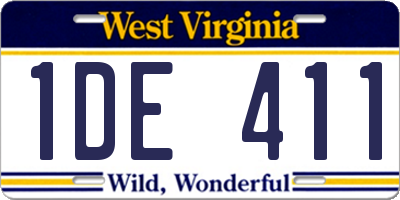 WV license plate 1DE411
