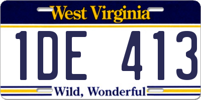 WV license plate 1DE413