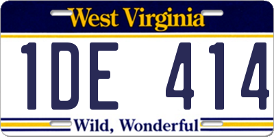 WV license plate 1DE414