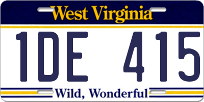 WV license plate 1DE415