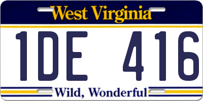 WV license plate 1DE416