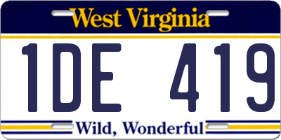WV license plate 1DE419