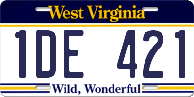 WV license plate 1DE421