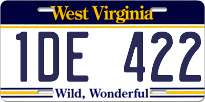 WV license plate 1DE422
