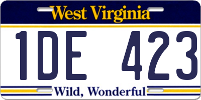 WV license plate 1DE423