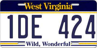 WV license plate 1DE424