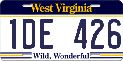 WV license plate 1DE426