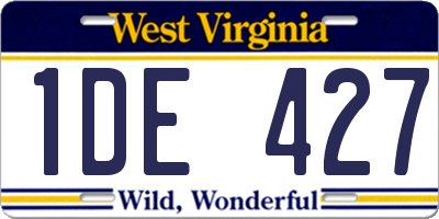WV license plate 1DE427