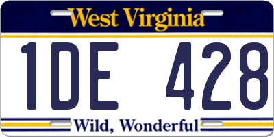 WV license plate 1DE428