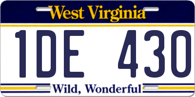 WV license plate 1DE430