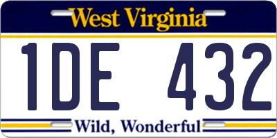 WV license plate 1DE432