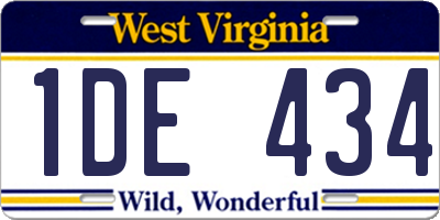 WV license plate 1DE434