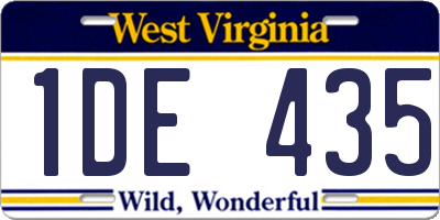 WV license plate 1DE435