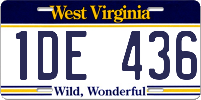 WV license plate 1DE436