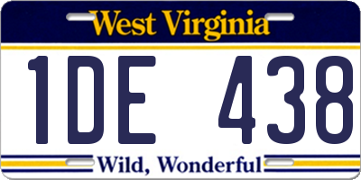 WV license plate 1DE438