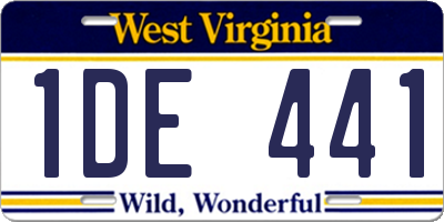 WV license plate 1DE441