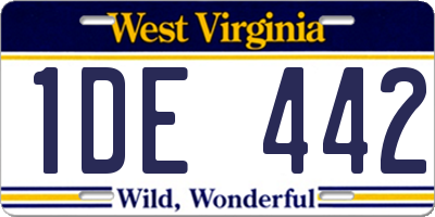 WV license plate 1DE442