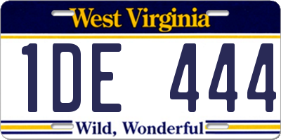 WV license plate 1DE444