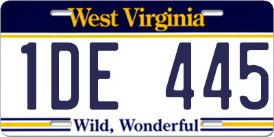 WV license plate 1DE445