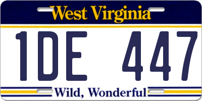 WV license plate 1DE447