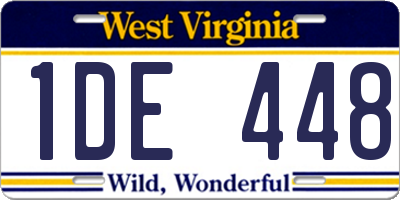 WV license plate 1DE448