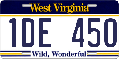 WV license plate 1DE450
