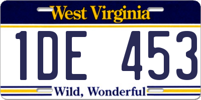 WV license plate 1DE453