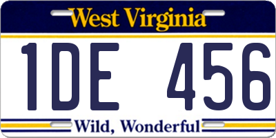 WV license plate 1DE456