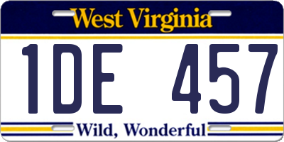 WV license plate 1DE457
