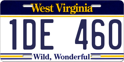WV license plate 1DE460