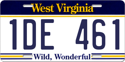 WV license plate 1DE461
