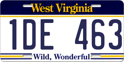 WV license plate 1DE463
