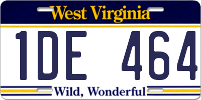 WV license plate 1DE464