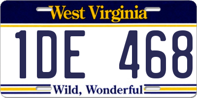 WV license plate 1DE468