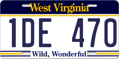 WV license plate 1DE470