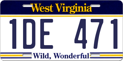 WV license plate 1DE471