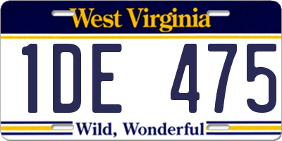 WV license plate 1DE475