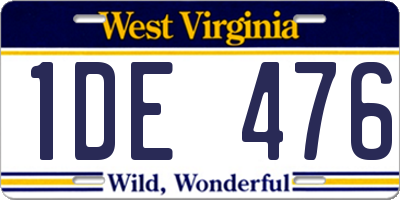 WV license plate 1DE476