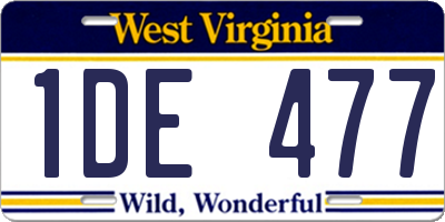 WV license plate 1DE477